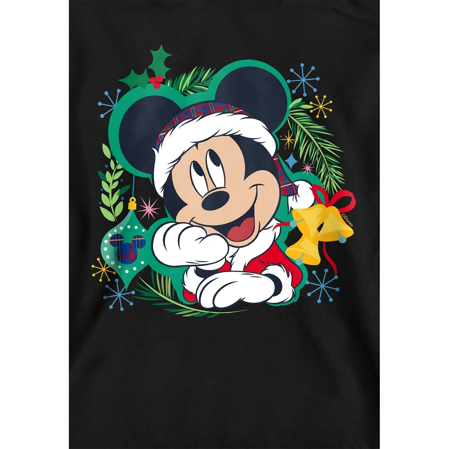 Black - Side - Mickey Mouse Childrens-Kids Wreath Christmas Hoodie