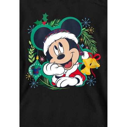 Black - Side - Mickey Mouse Childrens-Kids Wreath Christmas Hoodie