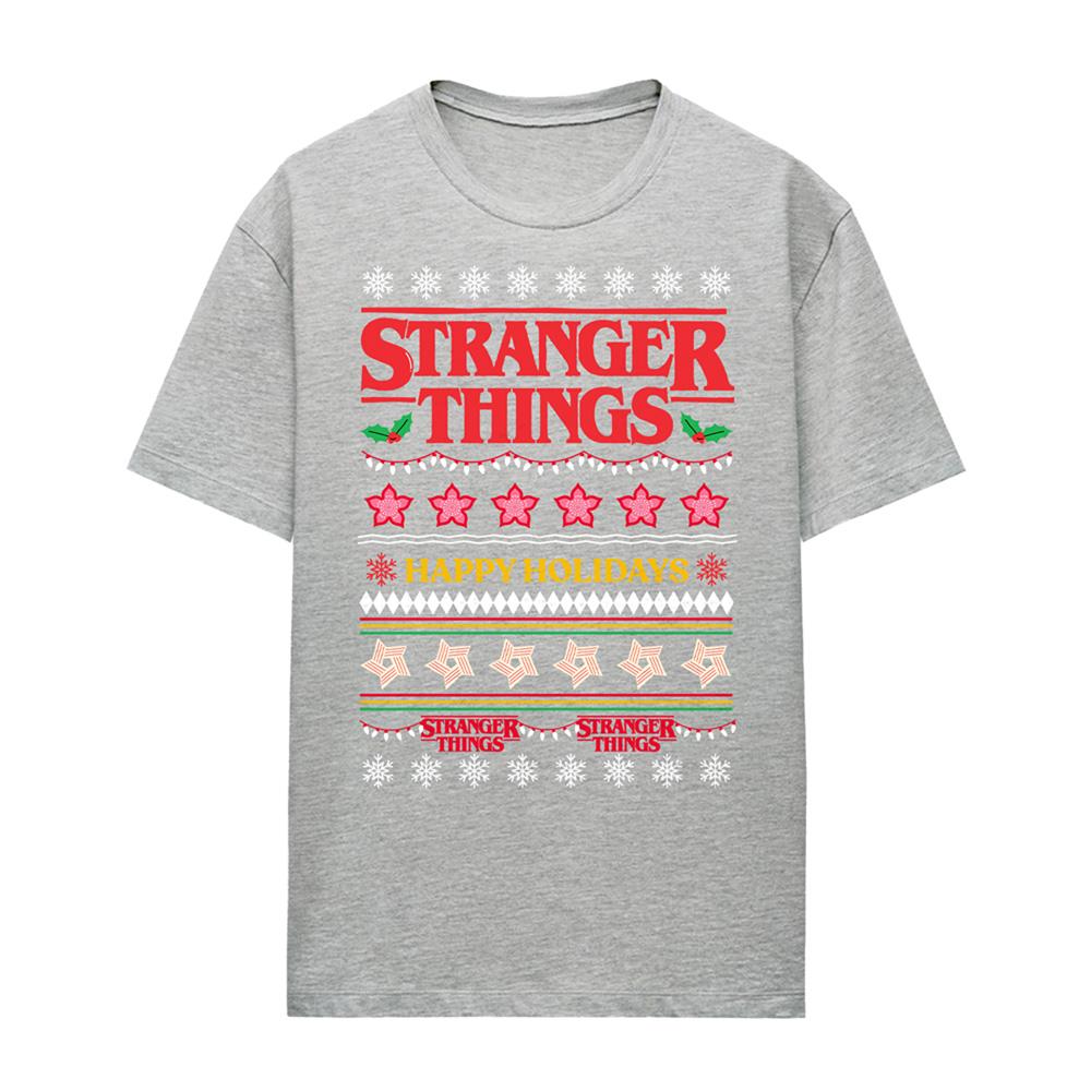 Athletic Heather - Back - Stranger Things Womens-Ladies Demogorgon Christmas Jumper T-Shirt