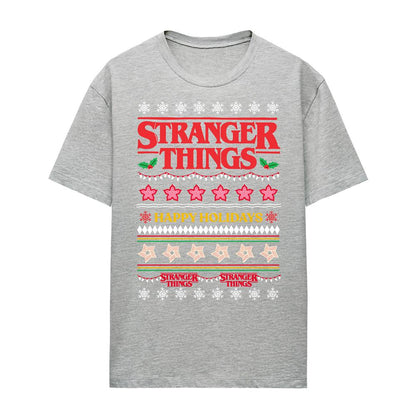 Athletic Heather - Back - Stranger Things Womens-Ladies Demogorgon Christmas Jumper T-Shirt