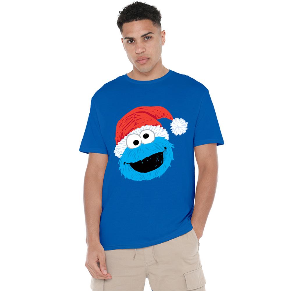 Royal Blue - Lifestyle - Sesame Street Unisex Adult Cookie Monster Scribble Christmas T-Shirt