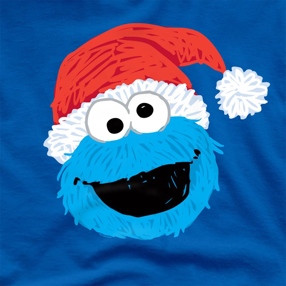 Royal Blue - Side - Sesame Street Unisex Adult Cookie Monster Scribble Christmas T-Shirt