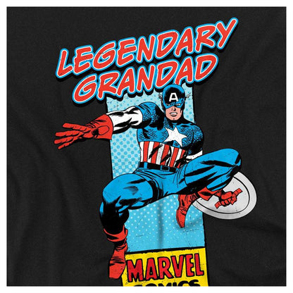 Black - Side - Marvel Comics Mens Legendary Grandad Captain America Corner Box T-Shirt