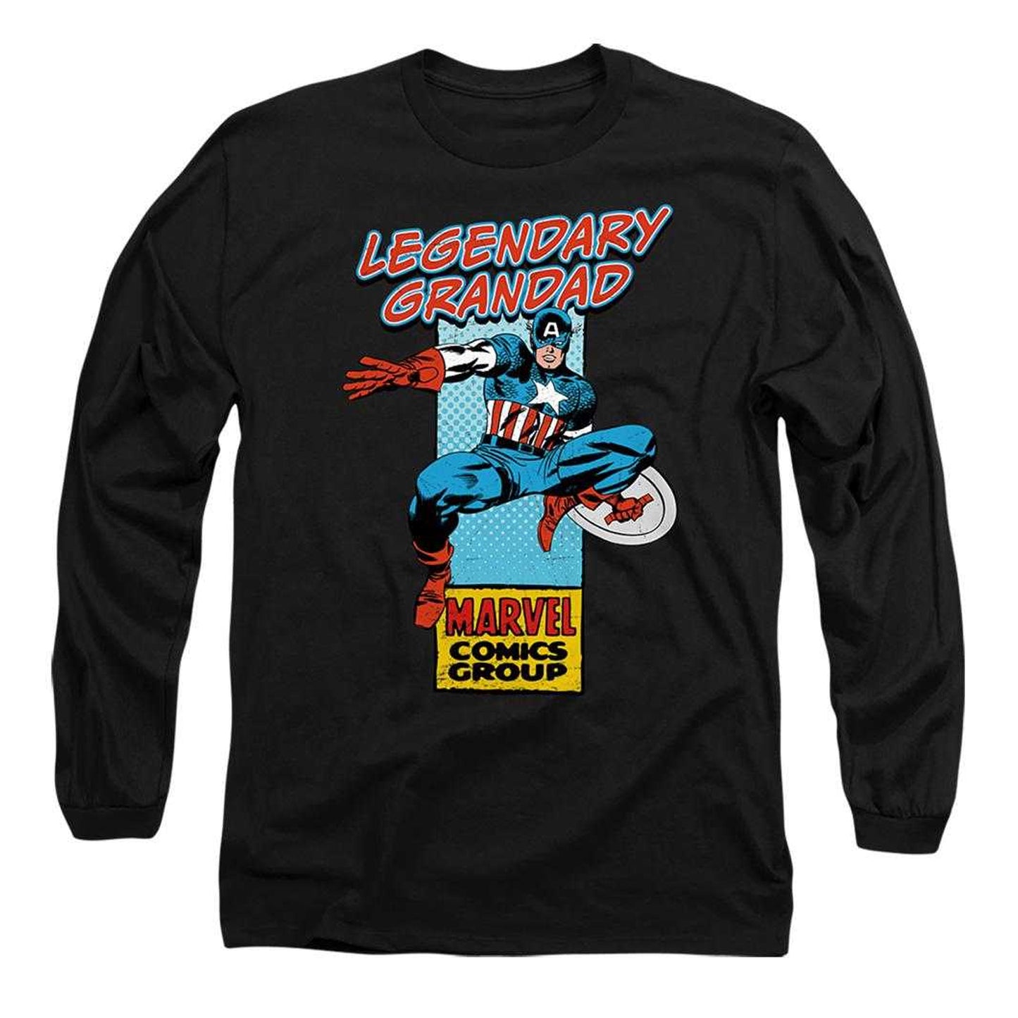 Black-Black - Front - Marvel Comics Mens Legendary Grandad Captain America Corner Box T-Shirt
