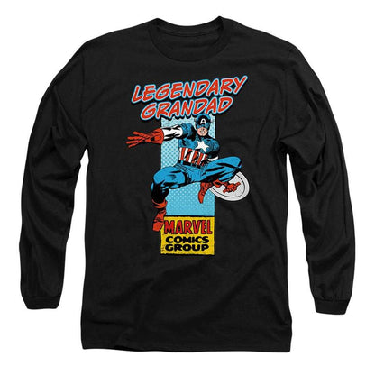 Black-Black - Front - Marvel Comics Mens Legendary Grandad Captain America Corner Box T-Shirt
