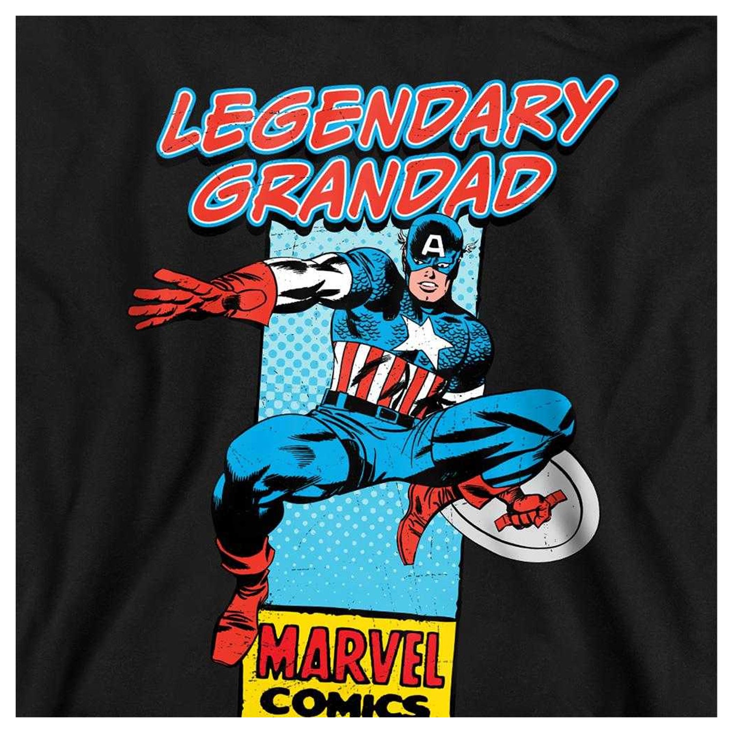 Black - Side - Marvel Comics Mens Legendary Grandad Captain America Corner Box T-Shirt