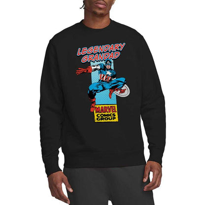 Black - Lifestyle - Marvel Comics Mens Legendary Grandad Captain America Corner Box T-Shirt