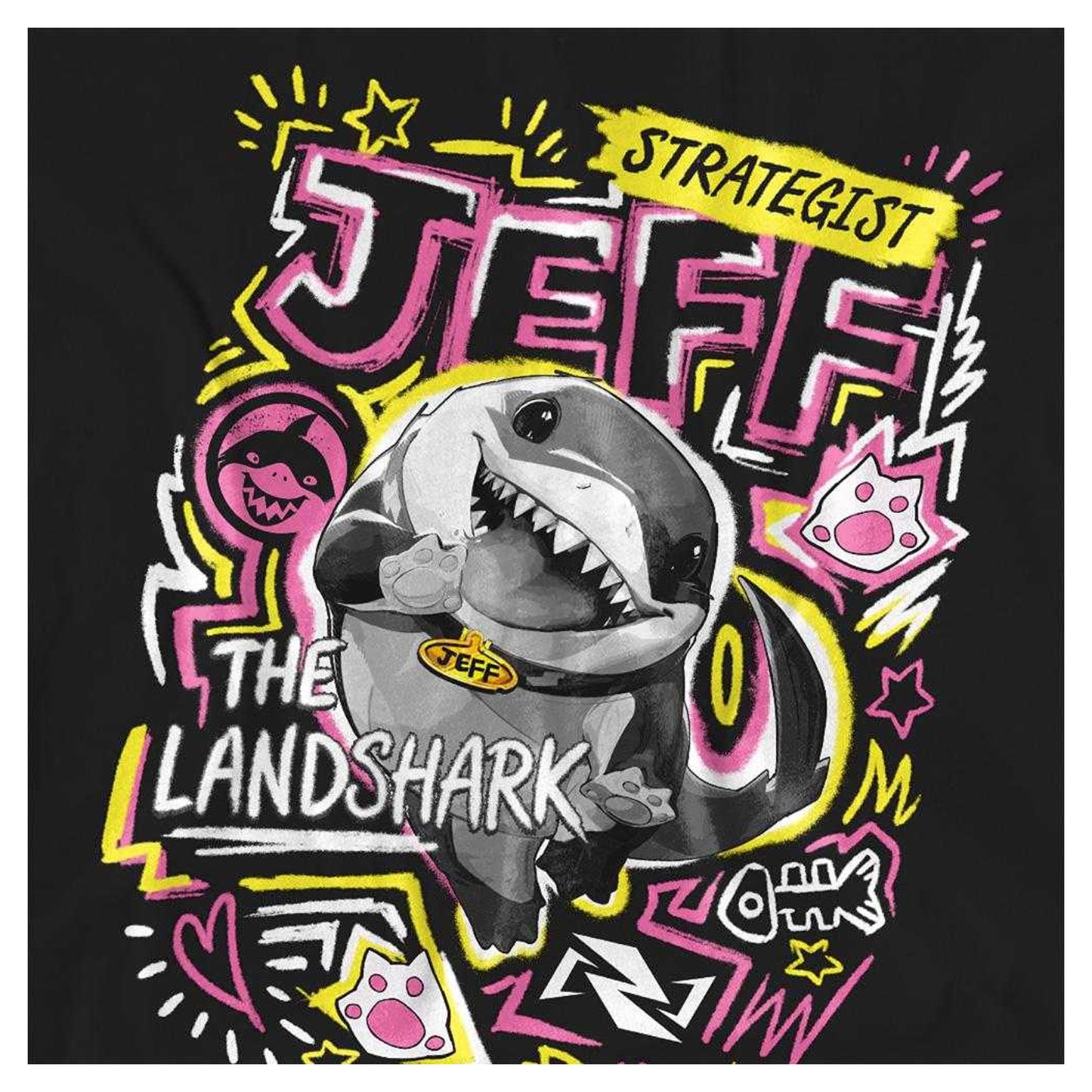 Black - Side - Marvel Rivals Womens-Ladies Jeff the Land Shark Marker T-Shirt
