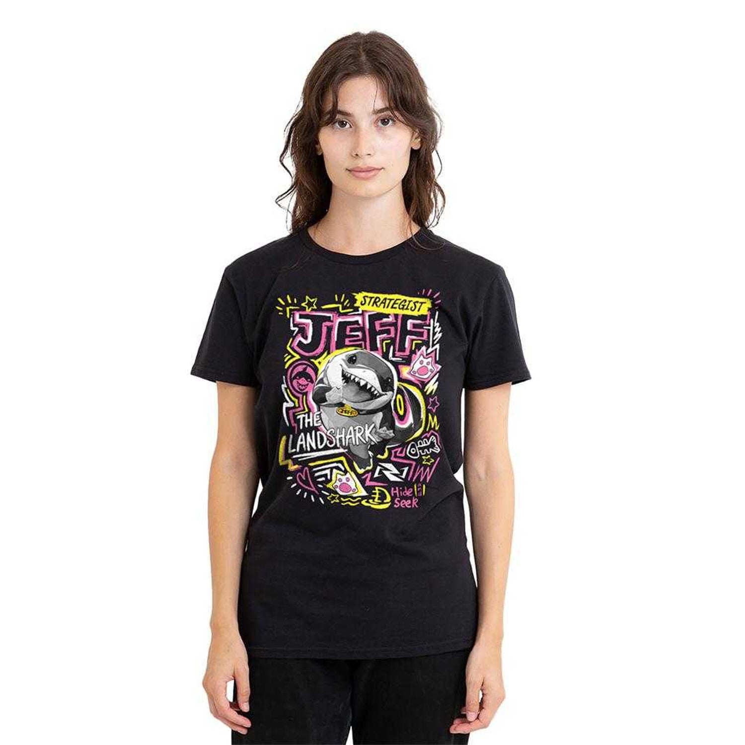 Black - Lifestyle - Marvel Rivals Womens-Ladies Jeff the Land Shark Marker T-Shirt