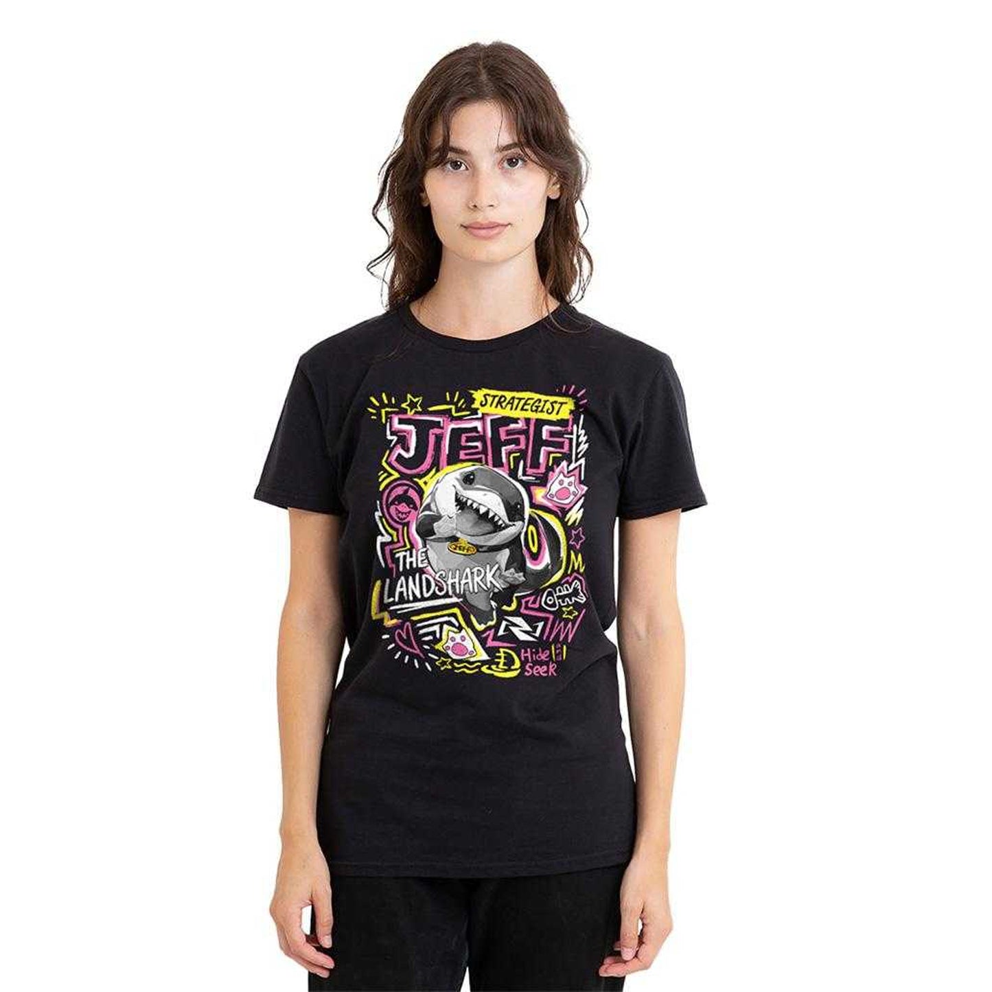 Black - Lifestyle - Marvel Rivals Womens-Ladies Jeff the Land Shark Marker T-Shirt