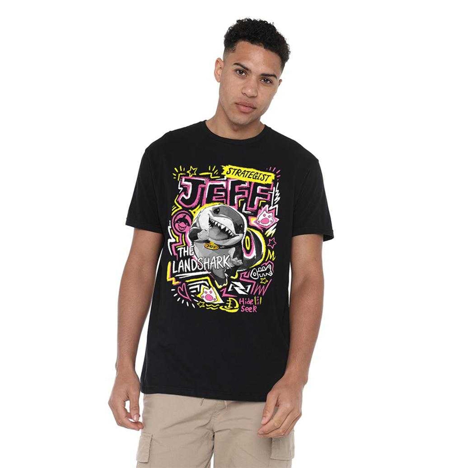 Black - Lifestyle - Marvel Rivals Unisex Adult Jeff the Land Shark Marker T-Shirt