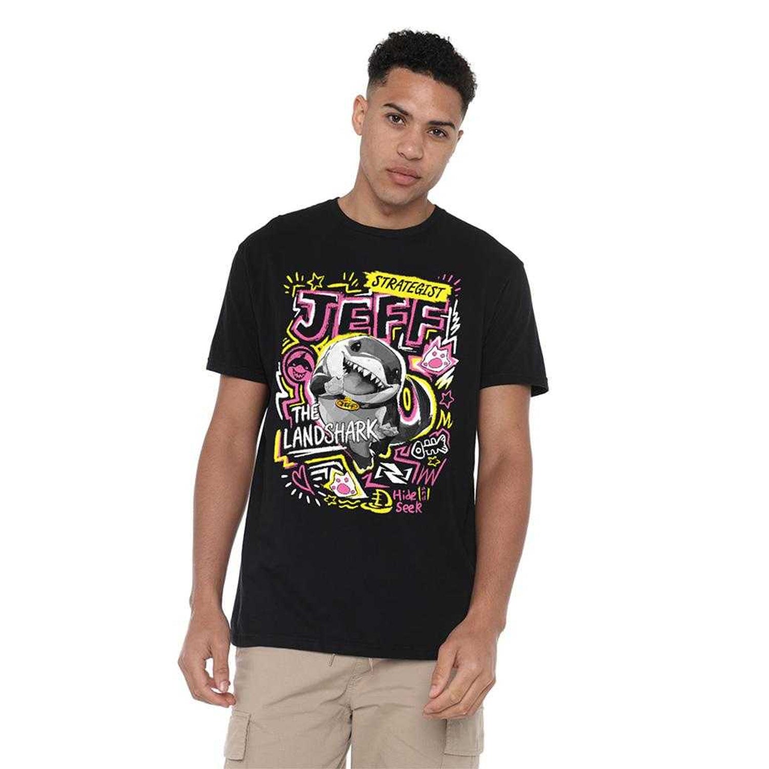Black-Black - Lifestyle - Marvel Rivals Unisex Adult Jeff the Land Shark Marker T-Shirt
