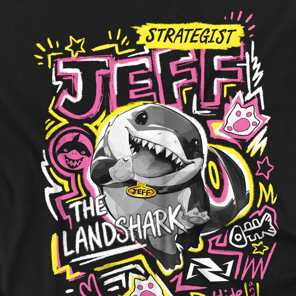 Black - Side - Marvel Rivals Unisex Adult Jeff the Land Shark Marker Long-Sleeved T-Shirt