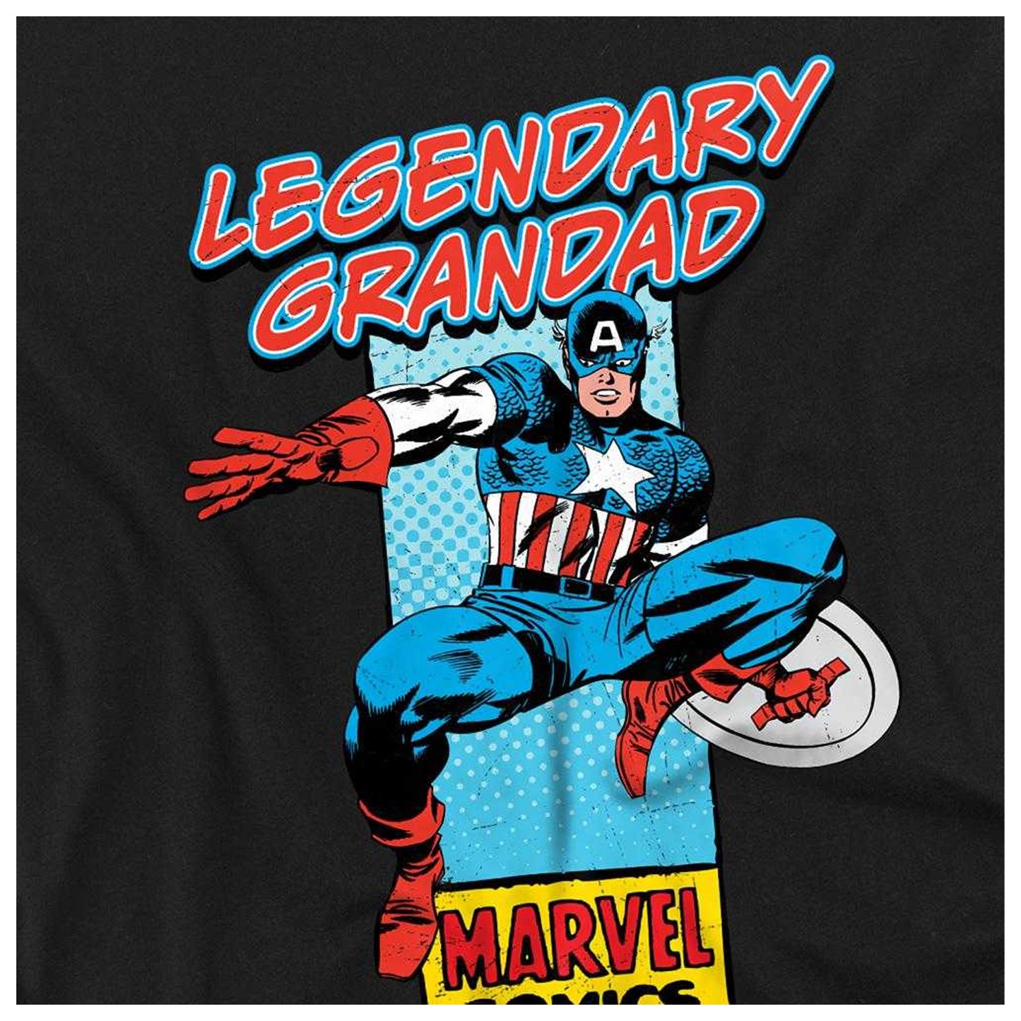 Black - Side - Marvel Comics Mens Legendary Grandad Captain America Corner Box T-Shirt