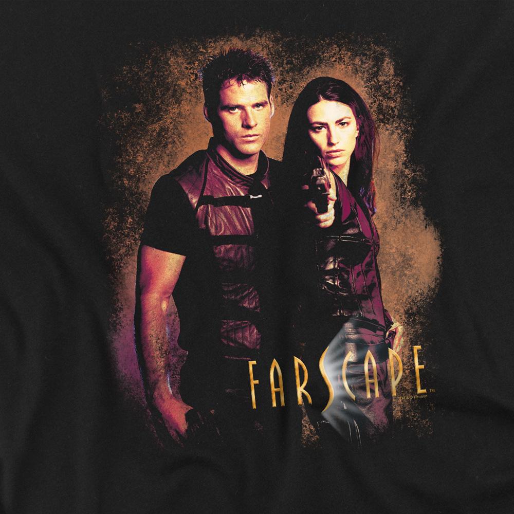 Black - Side - Farscape Unisex Adult Wanted T-Shirt
