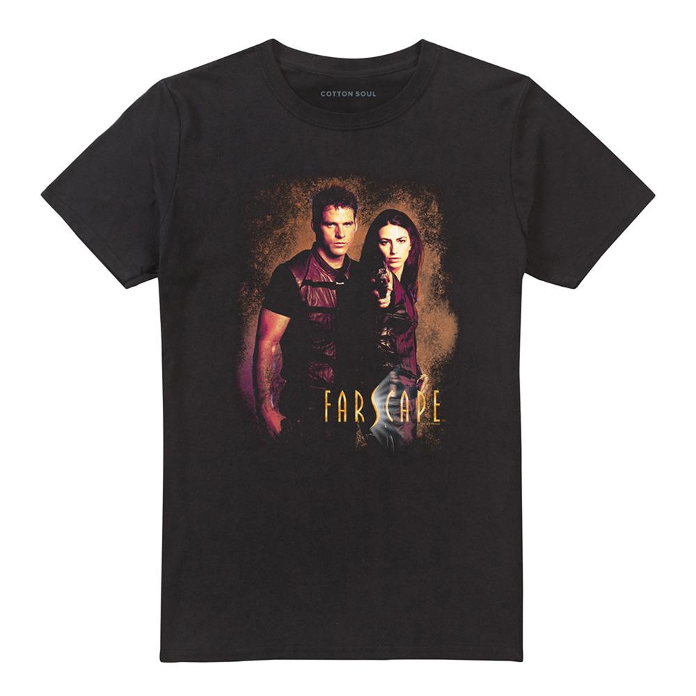 Black - Front - Farscape Unisex Adult Wanted T-Shirt