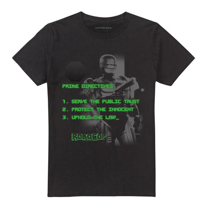 Black - Front - Robocop Unisex Adult Prime Directives T-Shirt