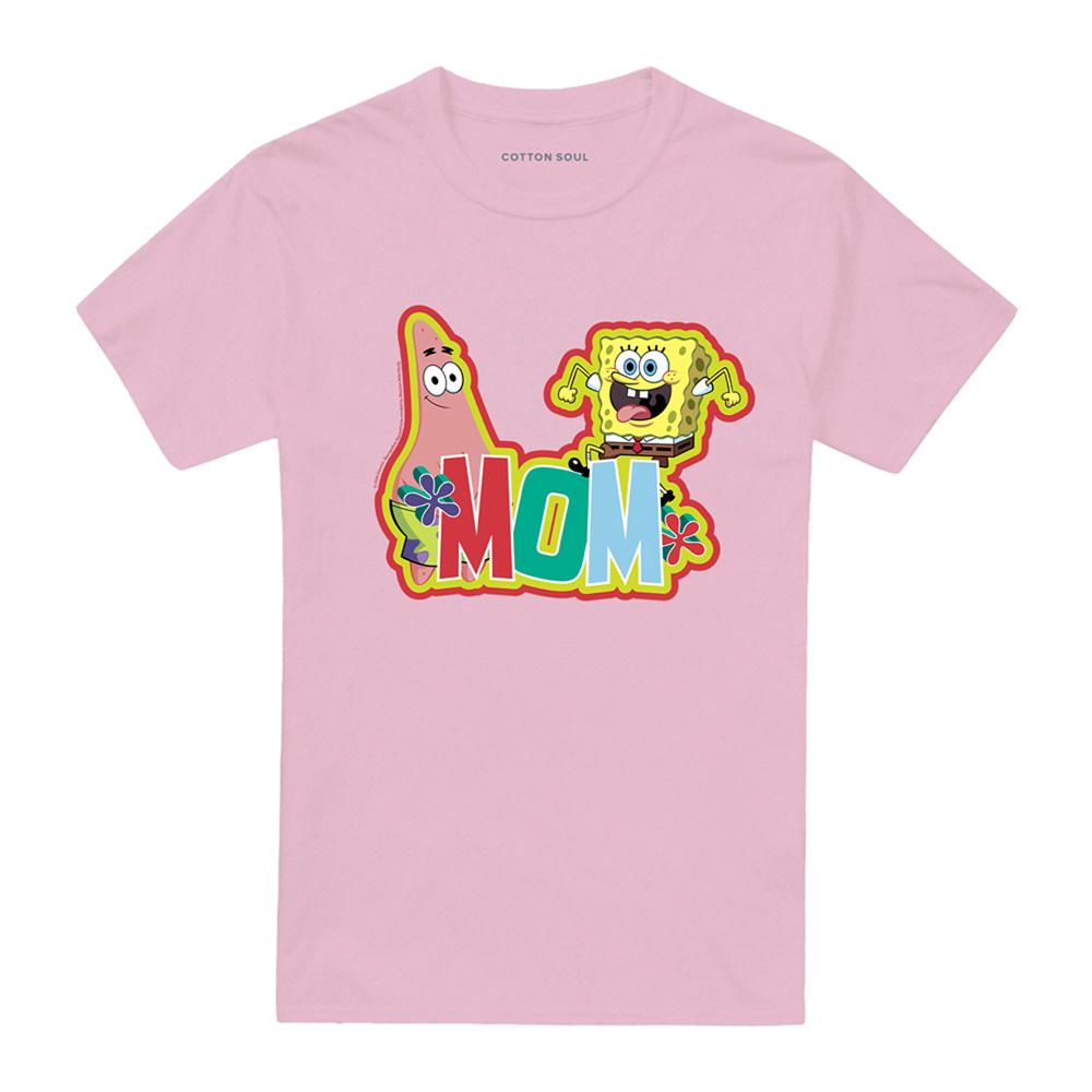 Pink - Front - SpongeBob SquarePants Unisex Adult Mom Mothers Day T-Shirt