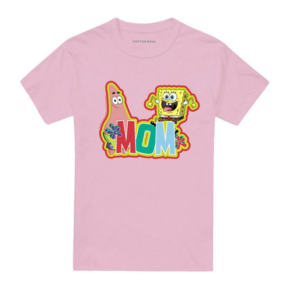 Pink - Front - SpongeBob SquarePants Unisex Adult Mom Mothers Day T-Shirt