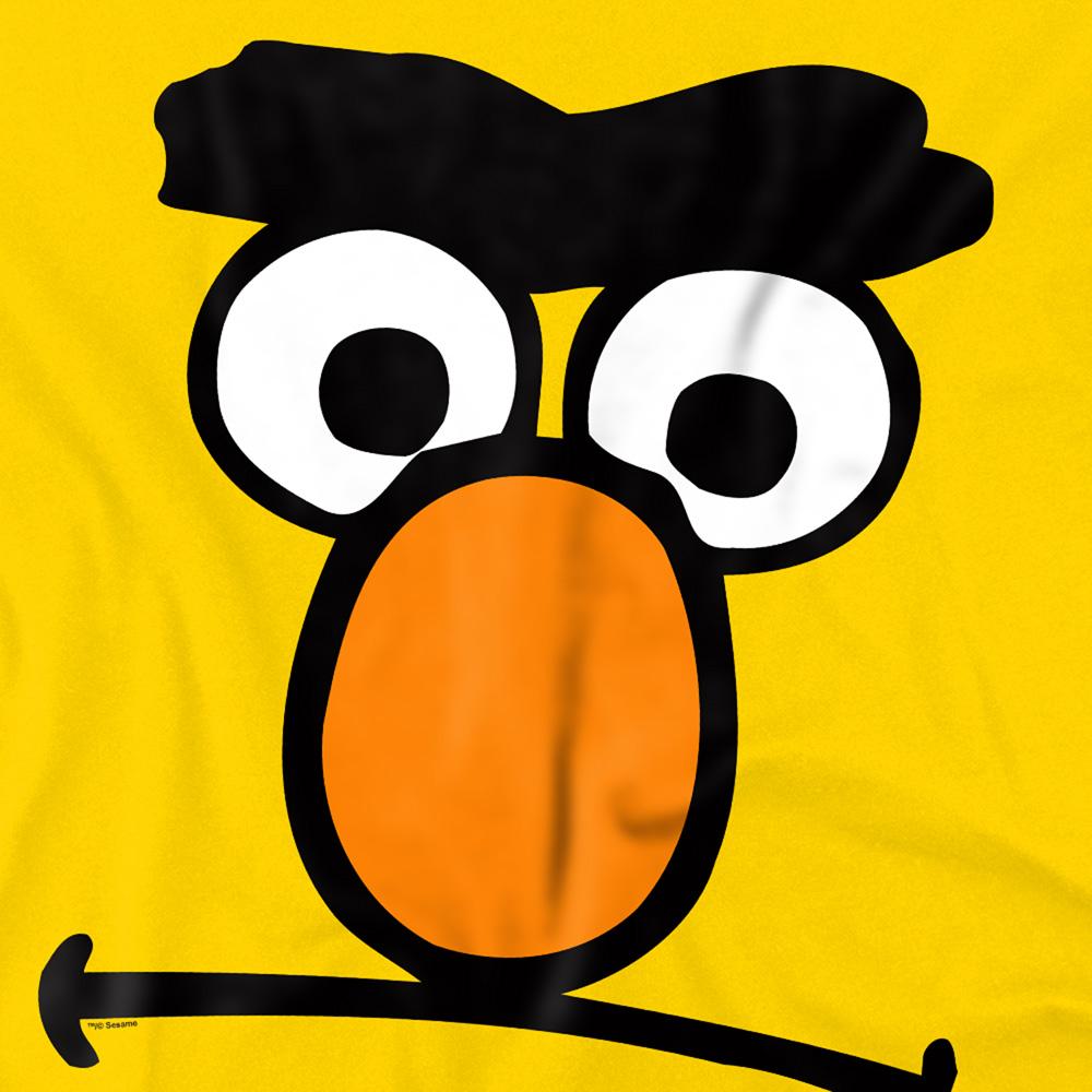 Yellow - Side - Sesame Street Unisex Adult Bert Frown Face T-Shirt