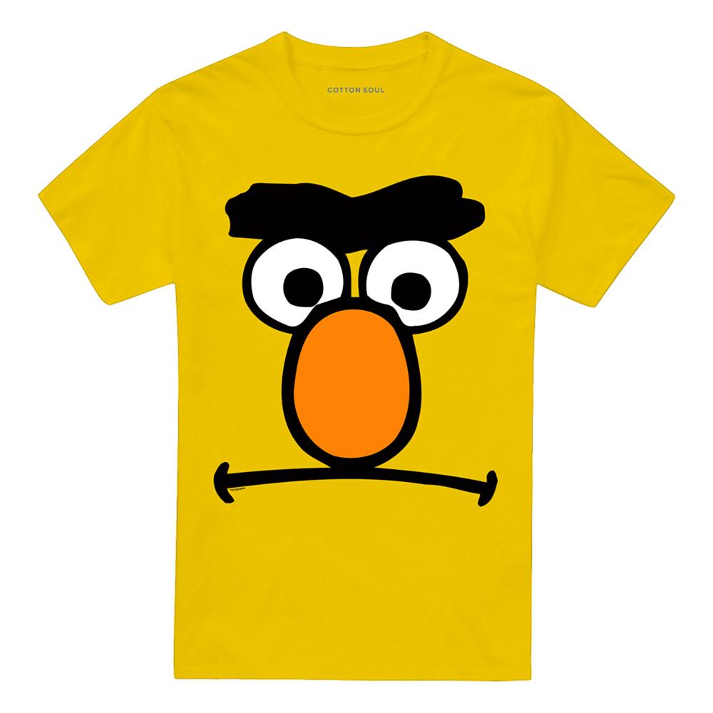Yellow - Front - Sesame Street Unisex Adult Bert Frown Face T-Shirt