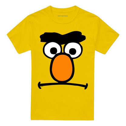 Yellow - Front - Sesame Street Unisex Adult Bert Frown Face T-Shirt