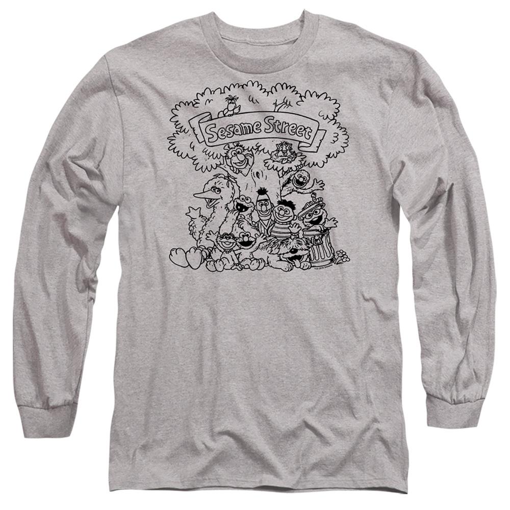 Athletic Heather - Front - Sesame Street Unisex Adult Simple Street Heather Long-Sleeved T-Shirt