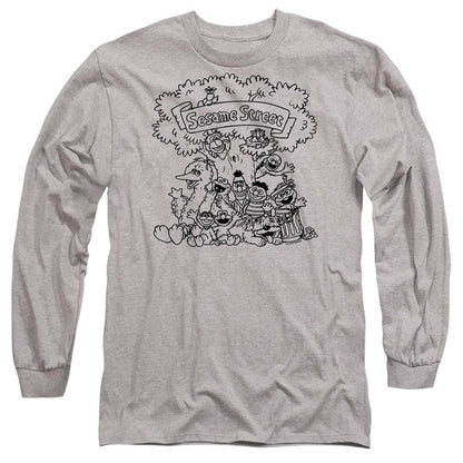 Athletic Heather - Front - Sesame Street Unisex Adult Simple Street Heather Long-Sleeved T-Shirt