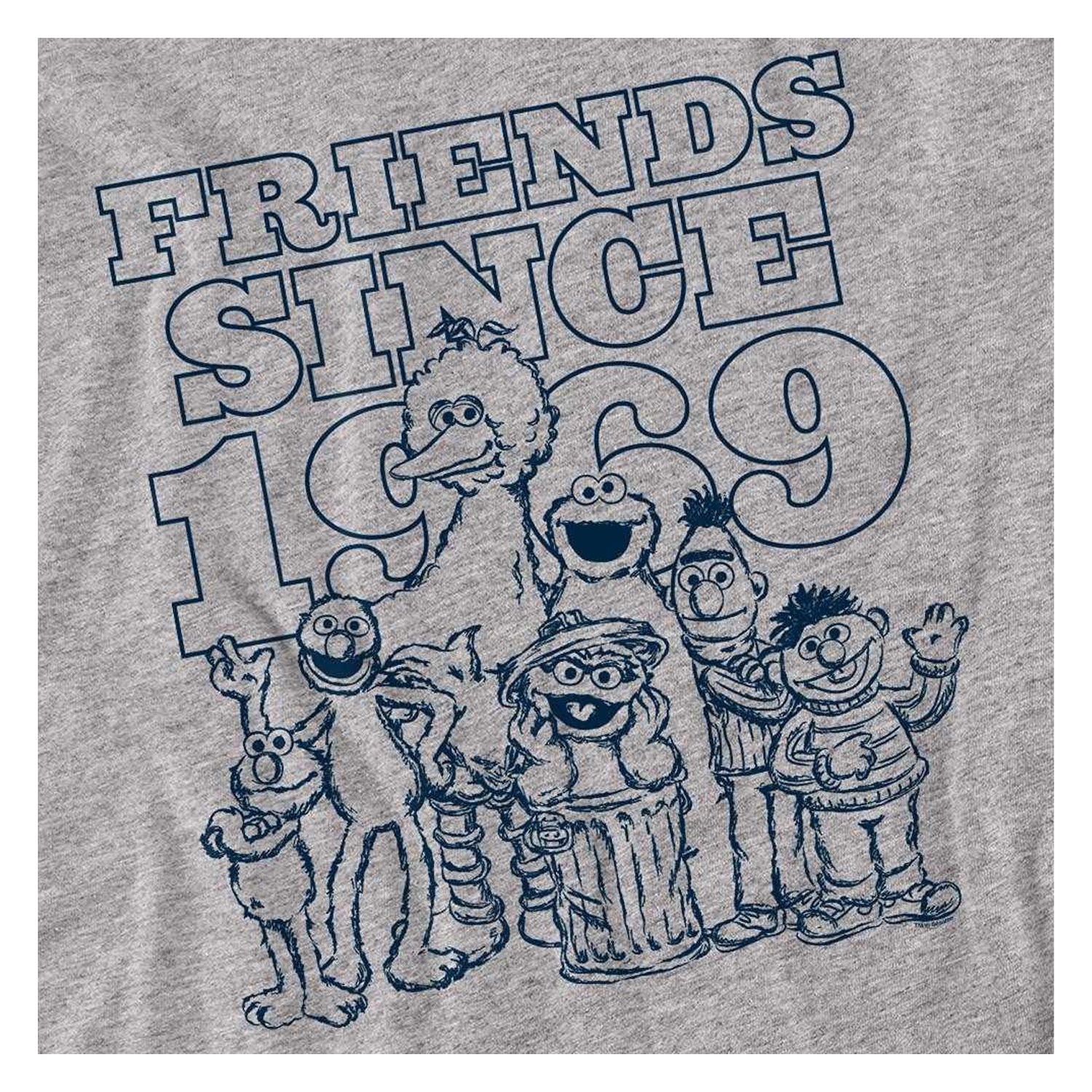 Athletic Heather - Side - Sesame Street Unisex Adult Friends Since 1969 Heather Long-Sleeved T-Shirt