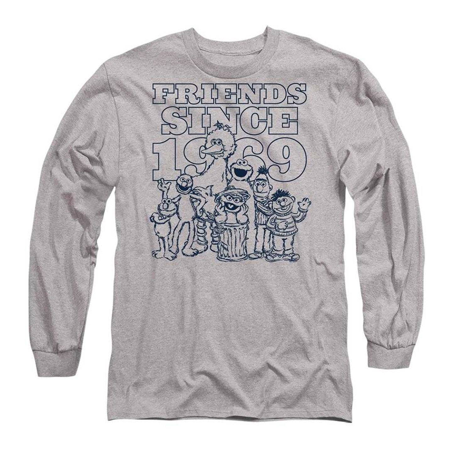 Athletic Heather - Front - Sesame Street Unisex Adult Friends Since 1969 Heather Long-Sleeved T-Shirt