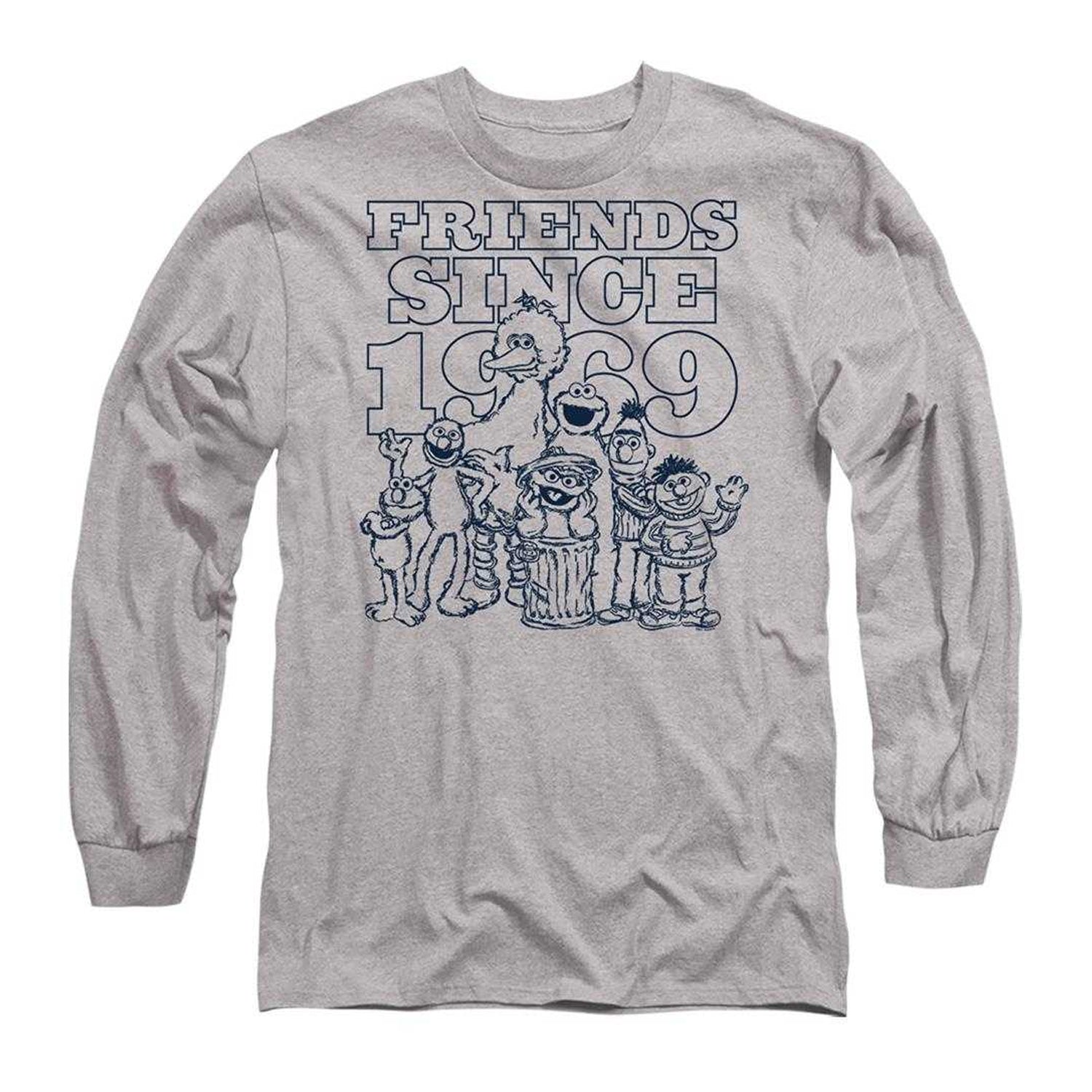 Athletic Heather - Front - Sesame Street Unisex Adult Friends Since 1969 Heather Long-Sleeved T-Shirt