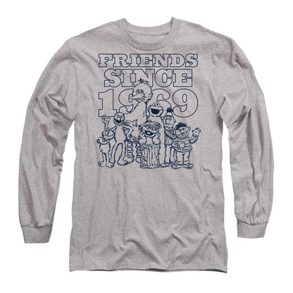 Athletic Heather - Front - Sesame Street Unisex Adult Friends Since 1969 Heather Long-Sleeved T-Shirt