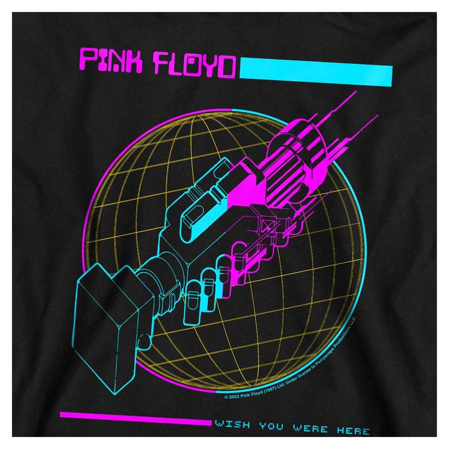 Black - Side - Pink Floyd Childrens-Kids Wish You Were Here Grid Hoodie