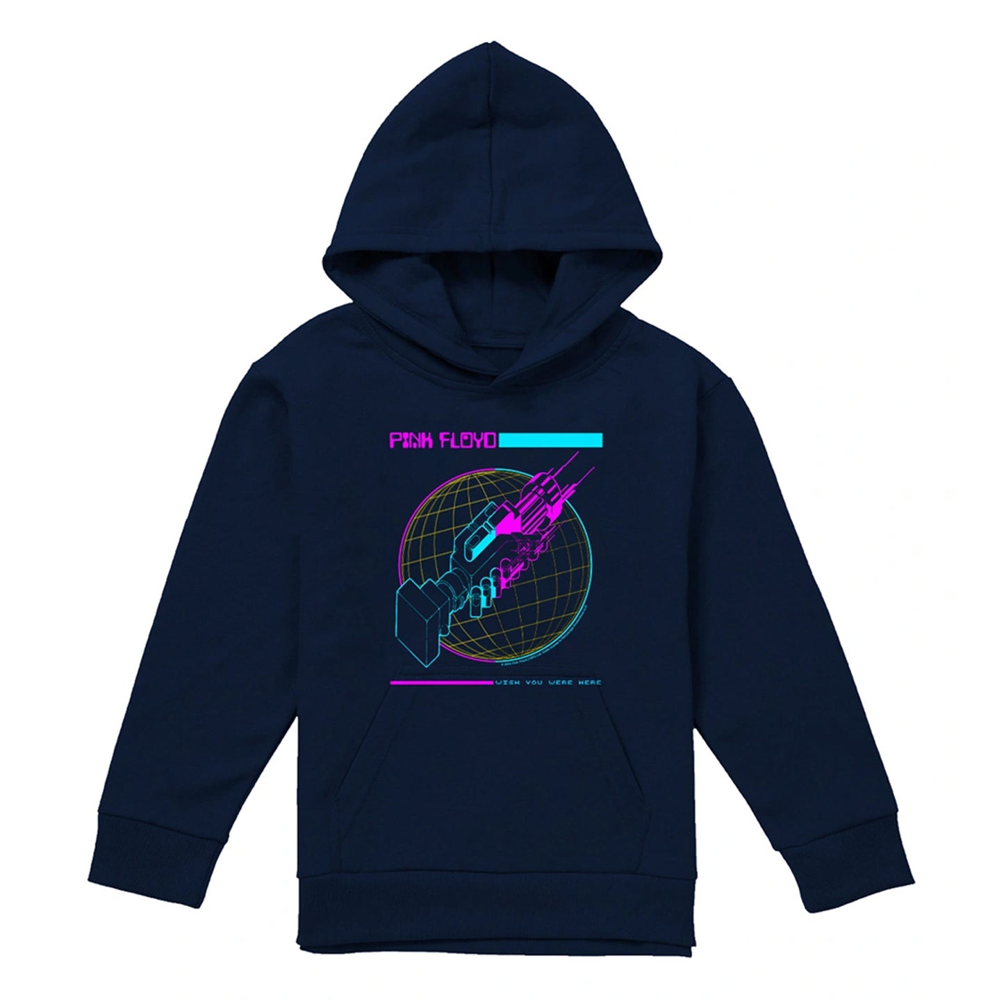 Navy - Front - Pink Floyd Childrens-Kids Wish You Were Here Grid Hoodie