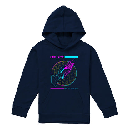 Navy - Front - Pink Floyd Childrens-Kids Wish You Were Here Grid Hoodie