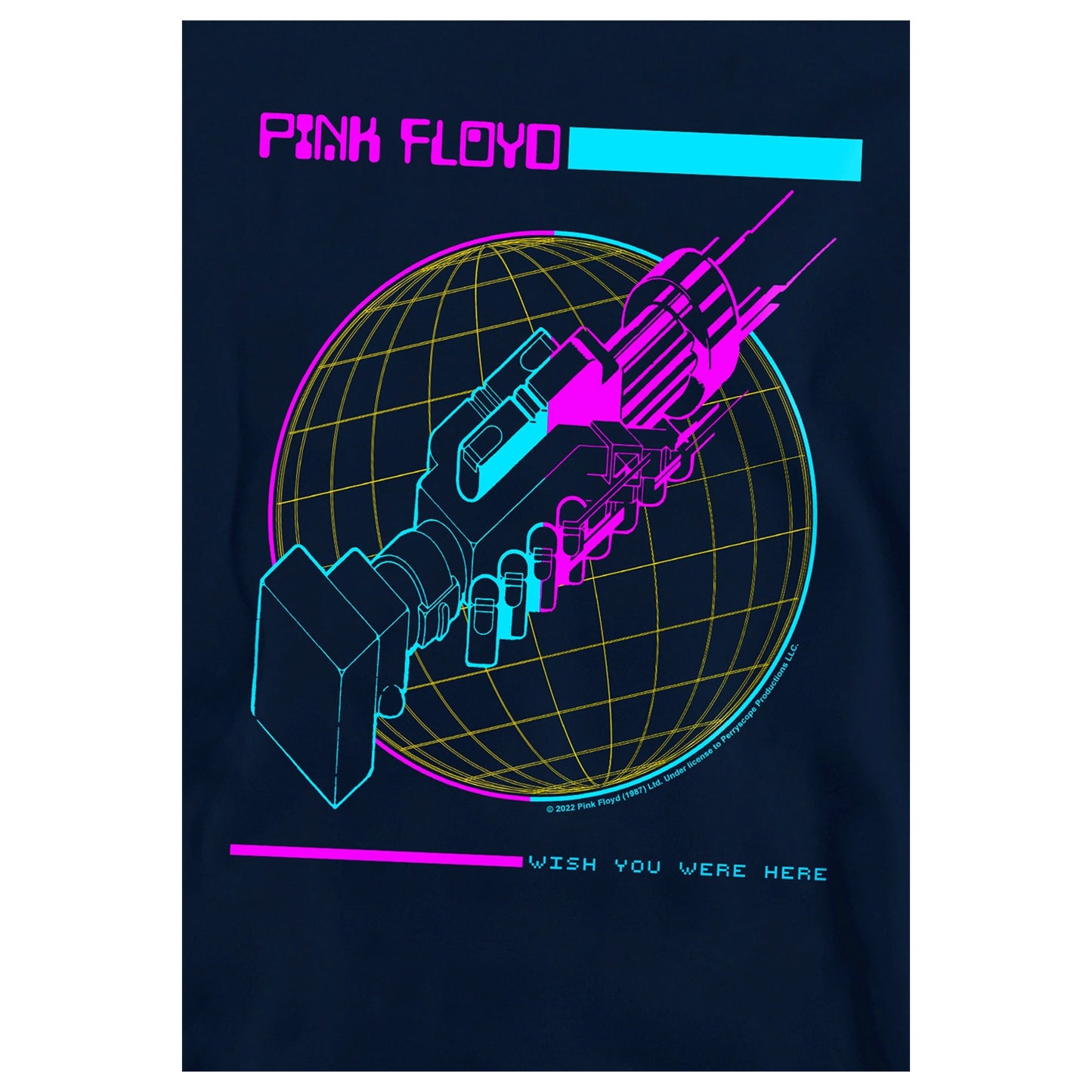 Navy - Side - Pink Floyd Childrens-Kids Wish You Were Here Grid Hoodie