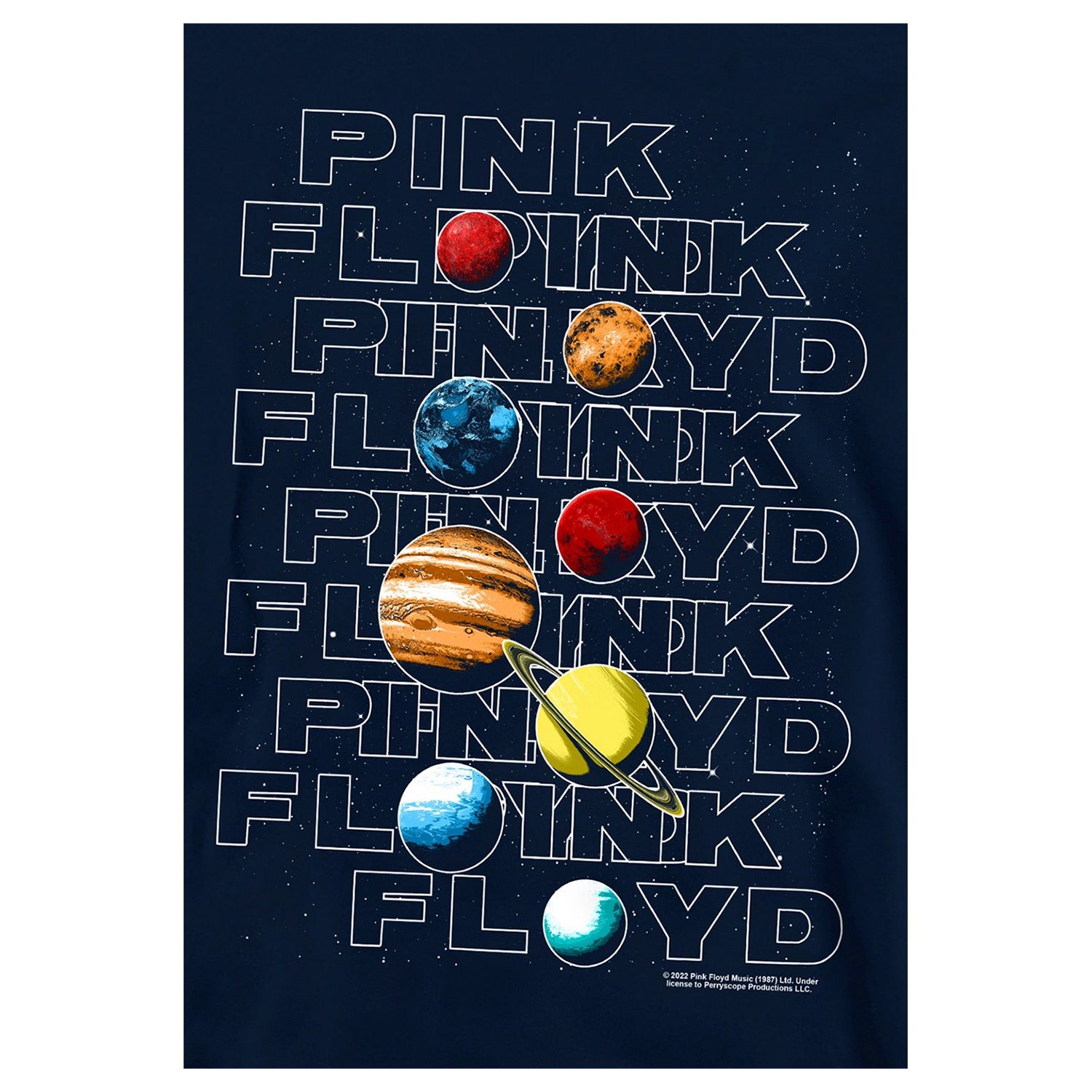 Navy - Side - Pink Floyd Childrens-Kids Solar System Hoodie