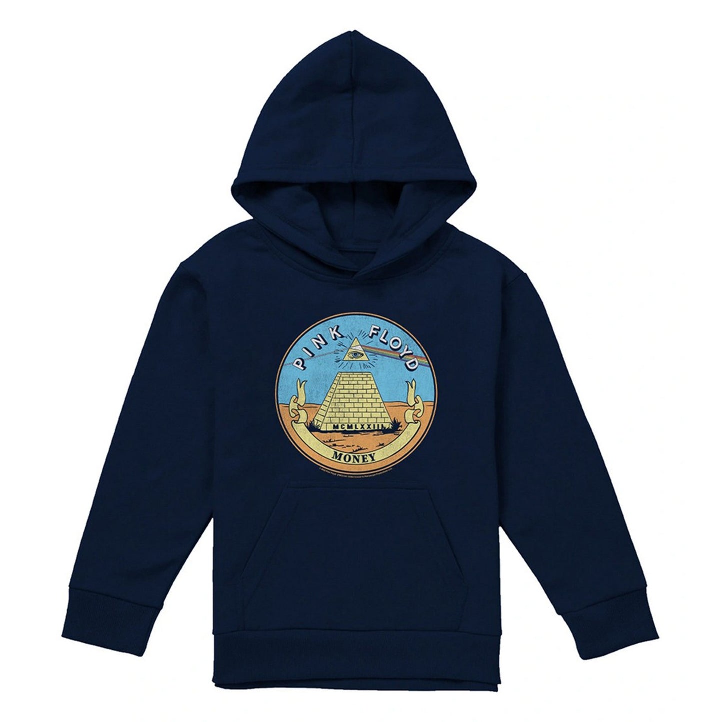 Navy - Front - Pink Floyd Childrens-Kids Money Seal Hoodie