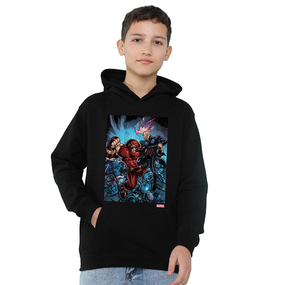 Navy - Front - X-Men Childrens-Kids Destroy Juggernaut Pull Over Hoodie