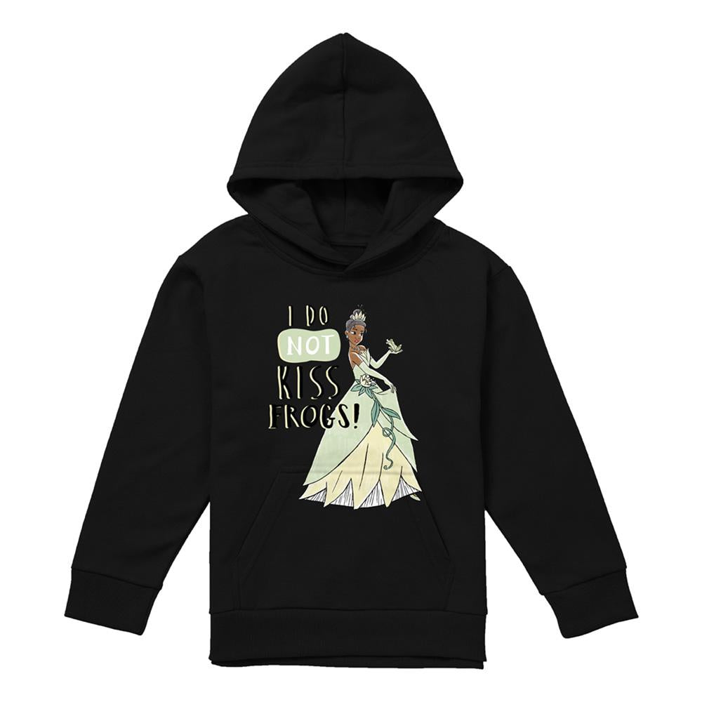 Navy - Front - The Princess and the Frog Childrens-Kids I Do Not Kiss Frogs Tiana Hoodie