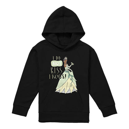 Navy - Front - The Princess and the Frog Childrens-Kids I Do Not Kiss Frogs Tiana Hoodie