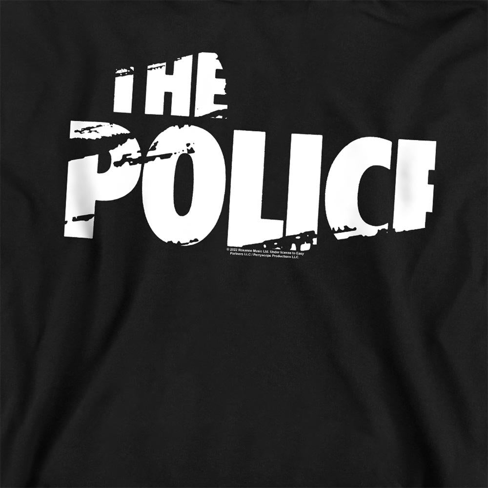 Black - Back - The Police Childrens-Kids Torn Stripe Logo Pull Over Hoodie
