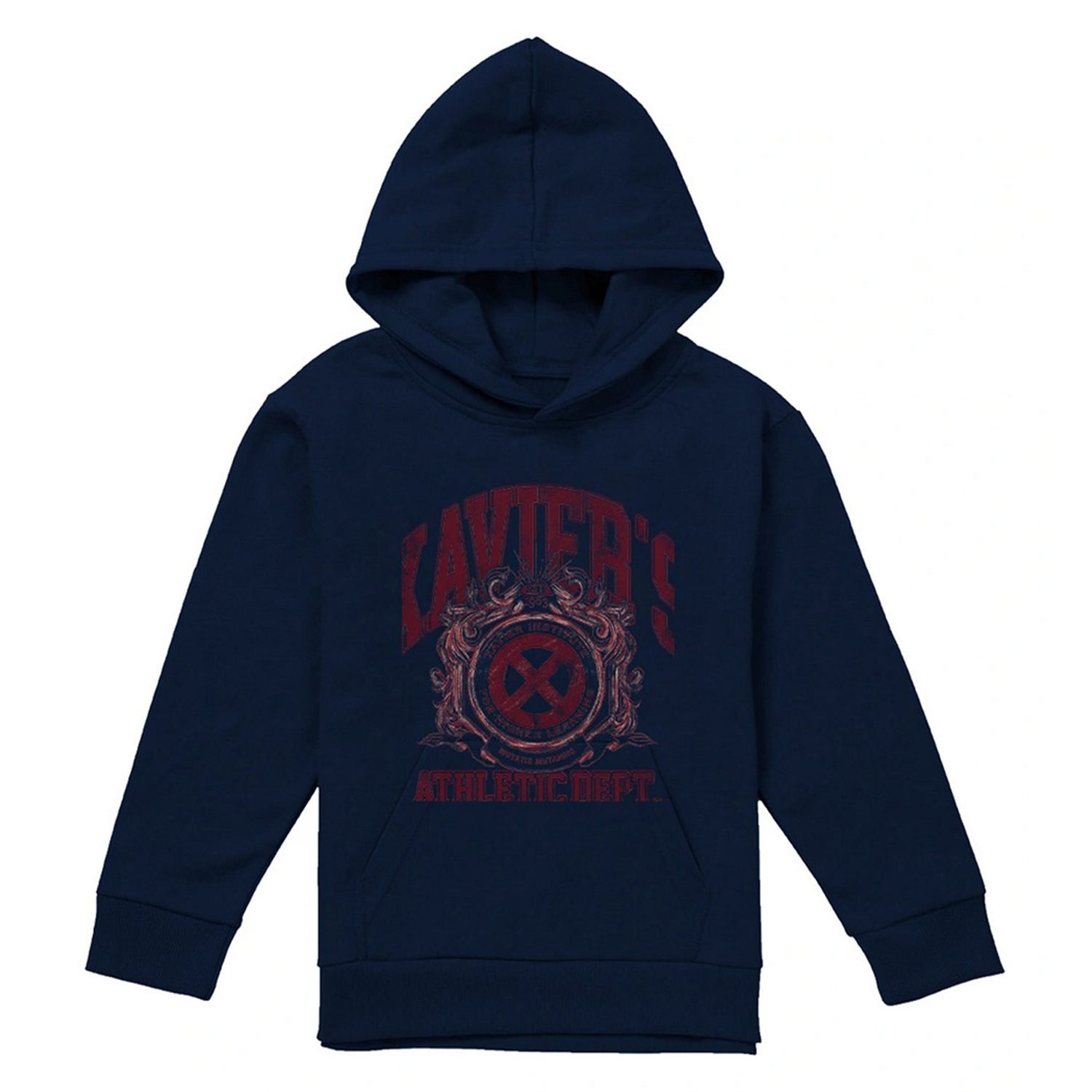 Navy - Front - X-Men Childrens-Kids Athletic Dept Professor X Pull Over Hoodie