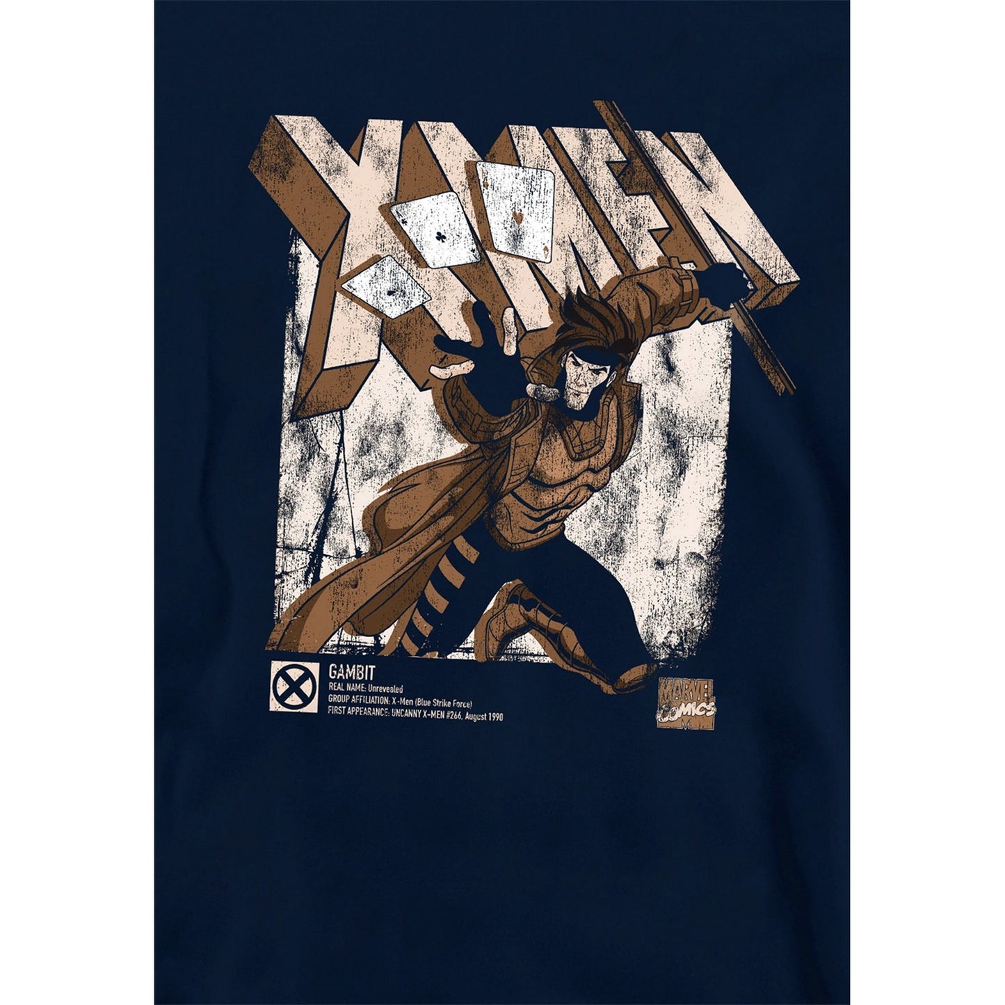 Navy - Side - X-Men Childrens-Kids Info Gambit Pull Over Hoodie