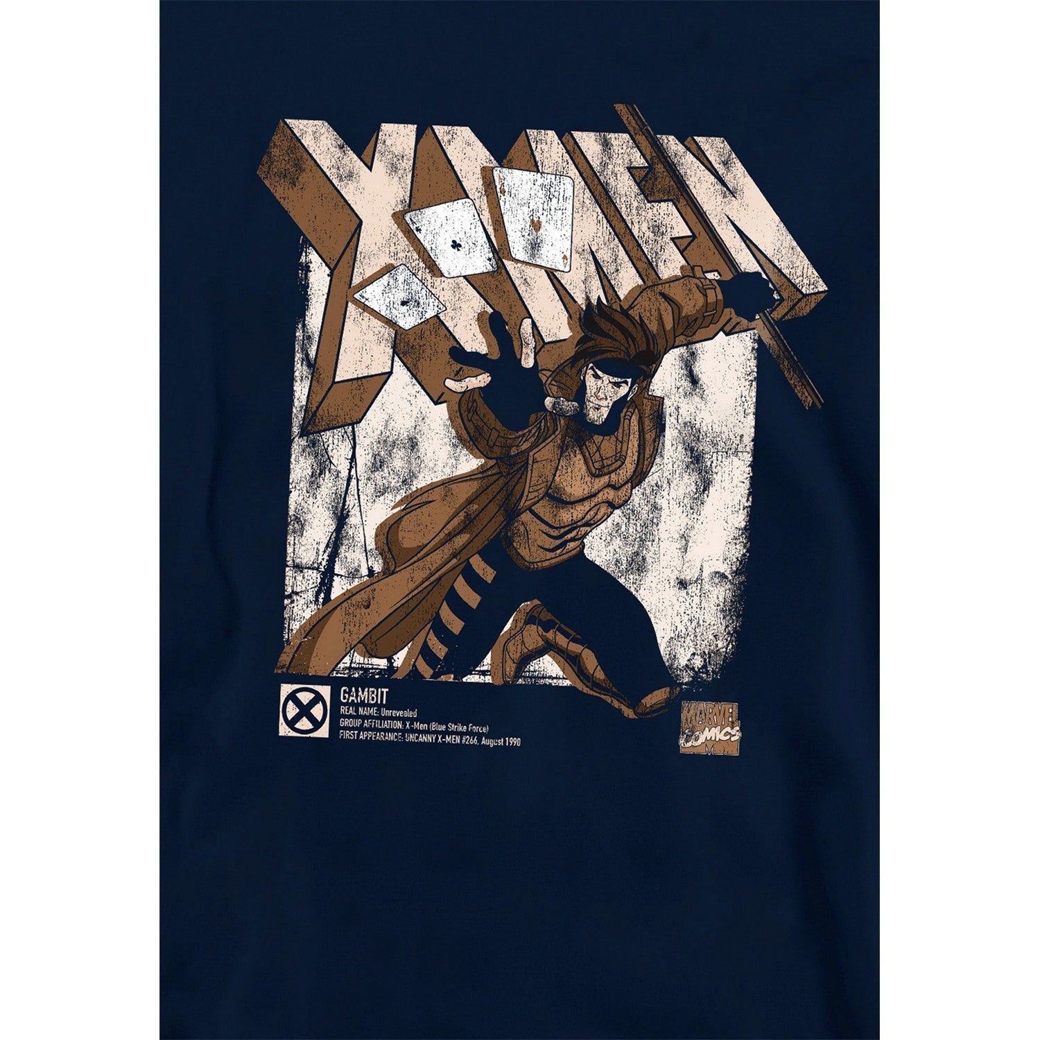 Navy - Side - X-Men Childrens-Kids Info Gambit Pull Over Hoodie