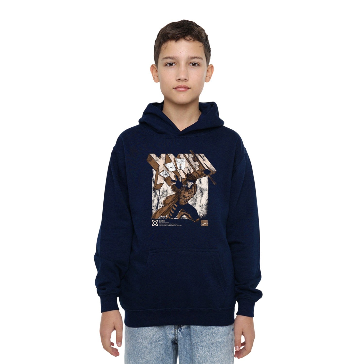 Navy - Lifestyle - X-Men Childrens-Kids Info Gambit Pull Over Hoodie