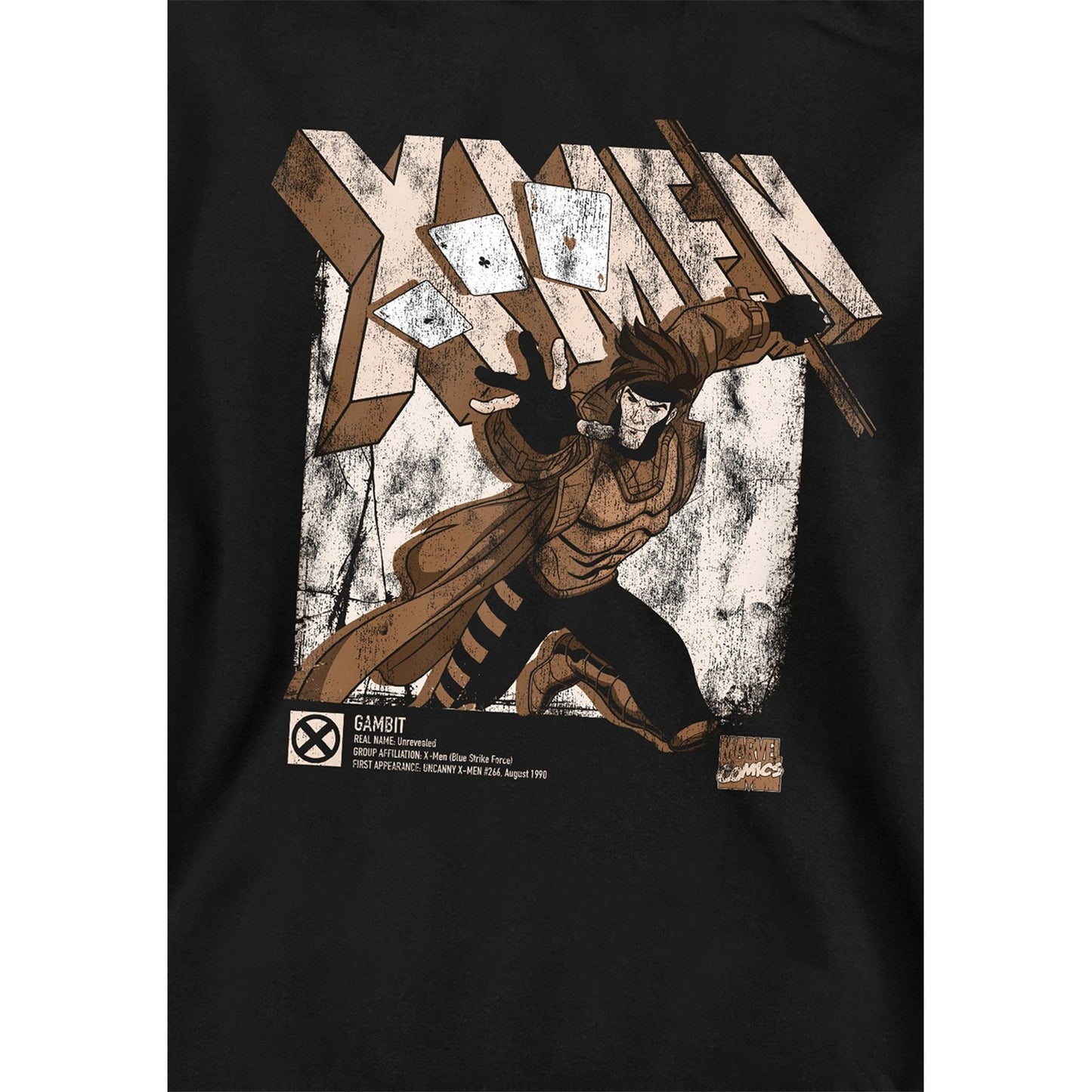 Black - Side - X-Men Childrens-Kids Info Gambit Pull Over Hoodie