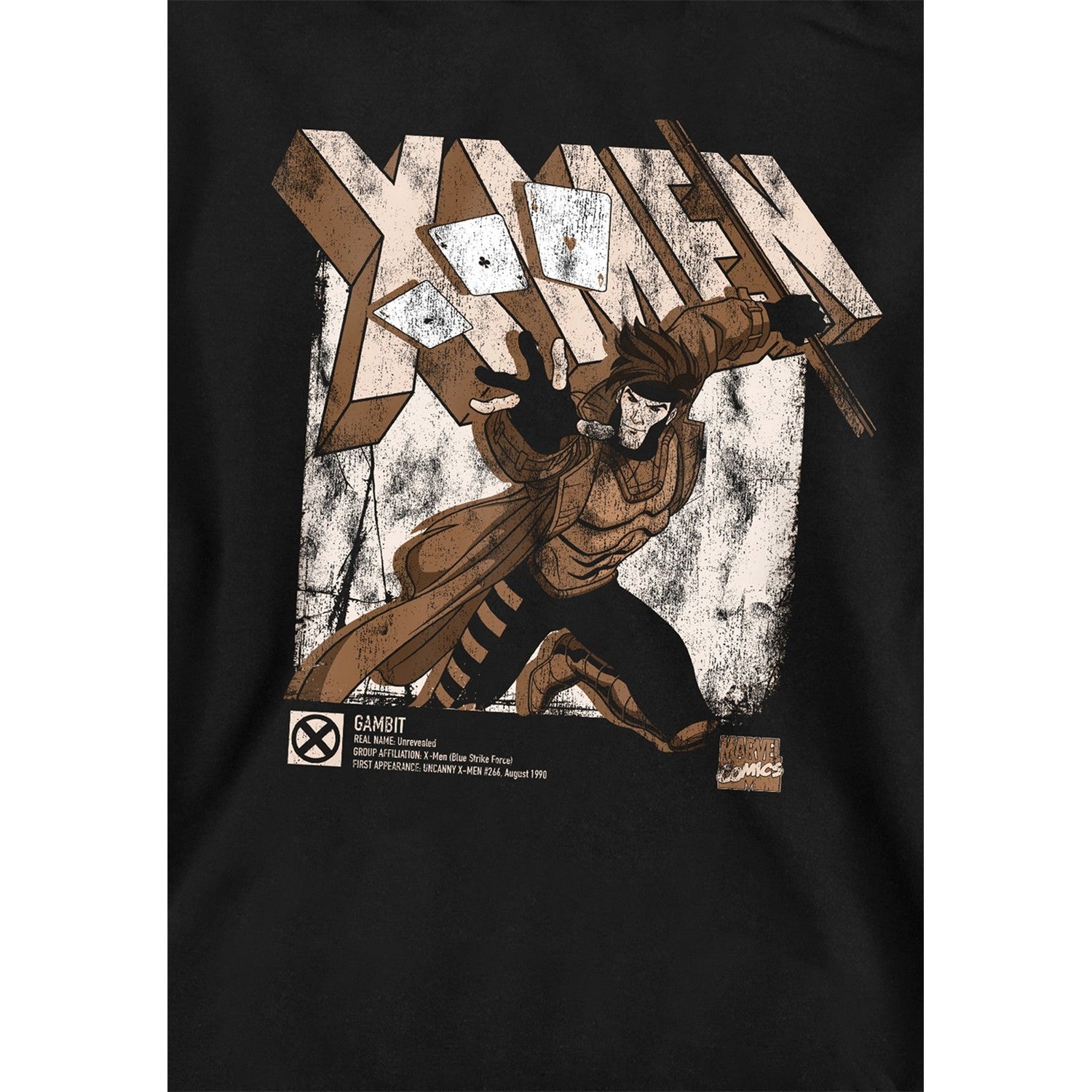 Black - Side - X-Men Childrens-Kids Info Gambit Pull Over Hoodie
