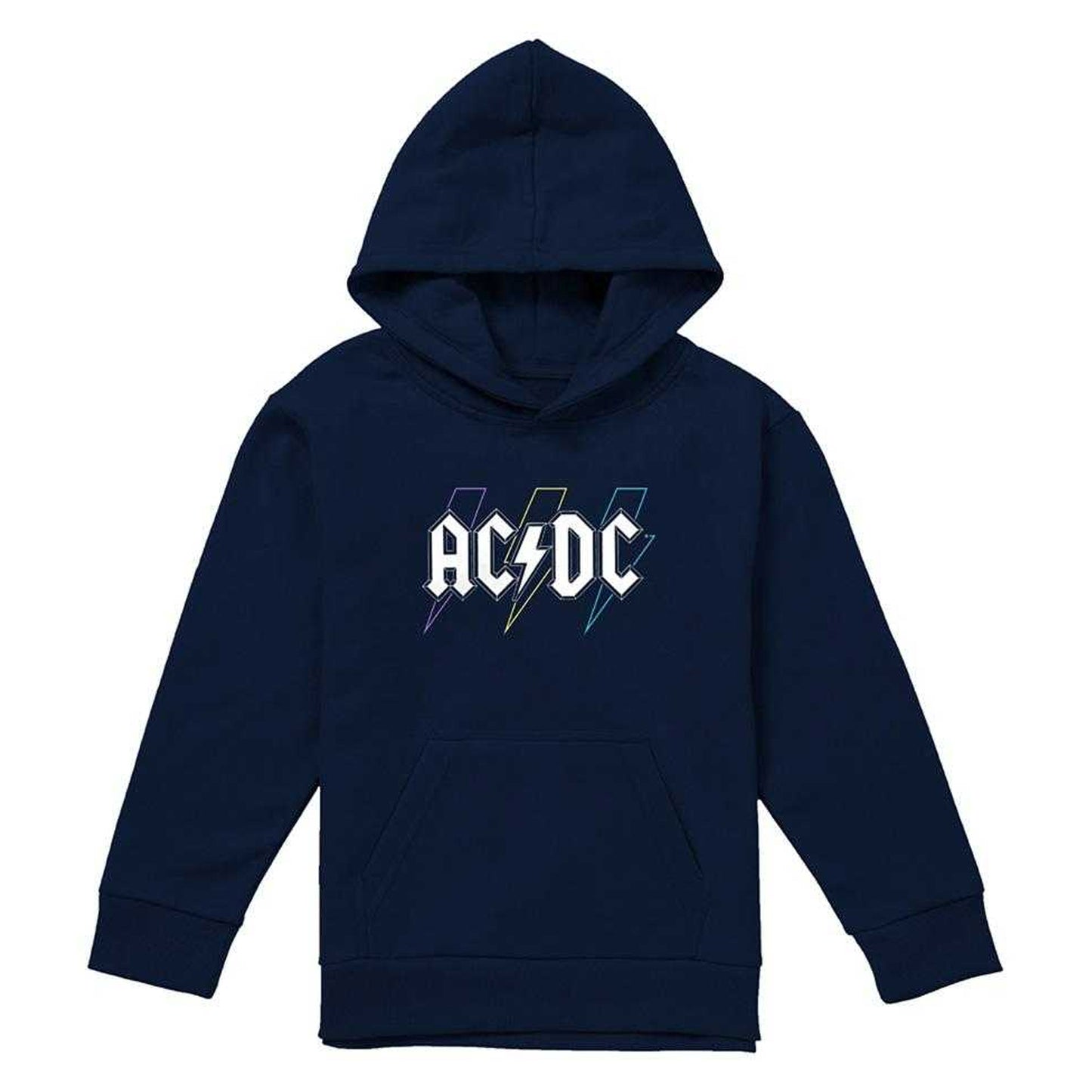 Navy - Front - AC-DC Childrens-Kids Pastel Bolts Pull Over Hoodie