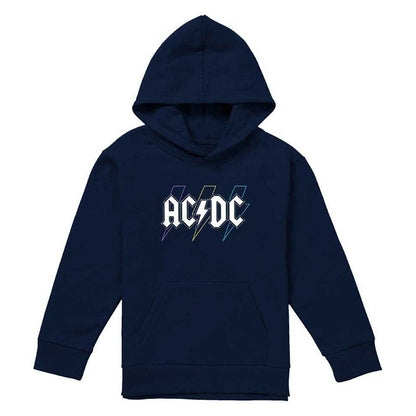 Navy - Front - AC-DC Childrens-Kids Pastel Bolts Pull Over Hoodie